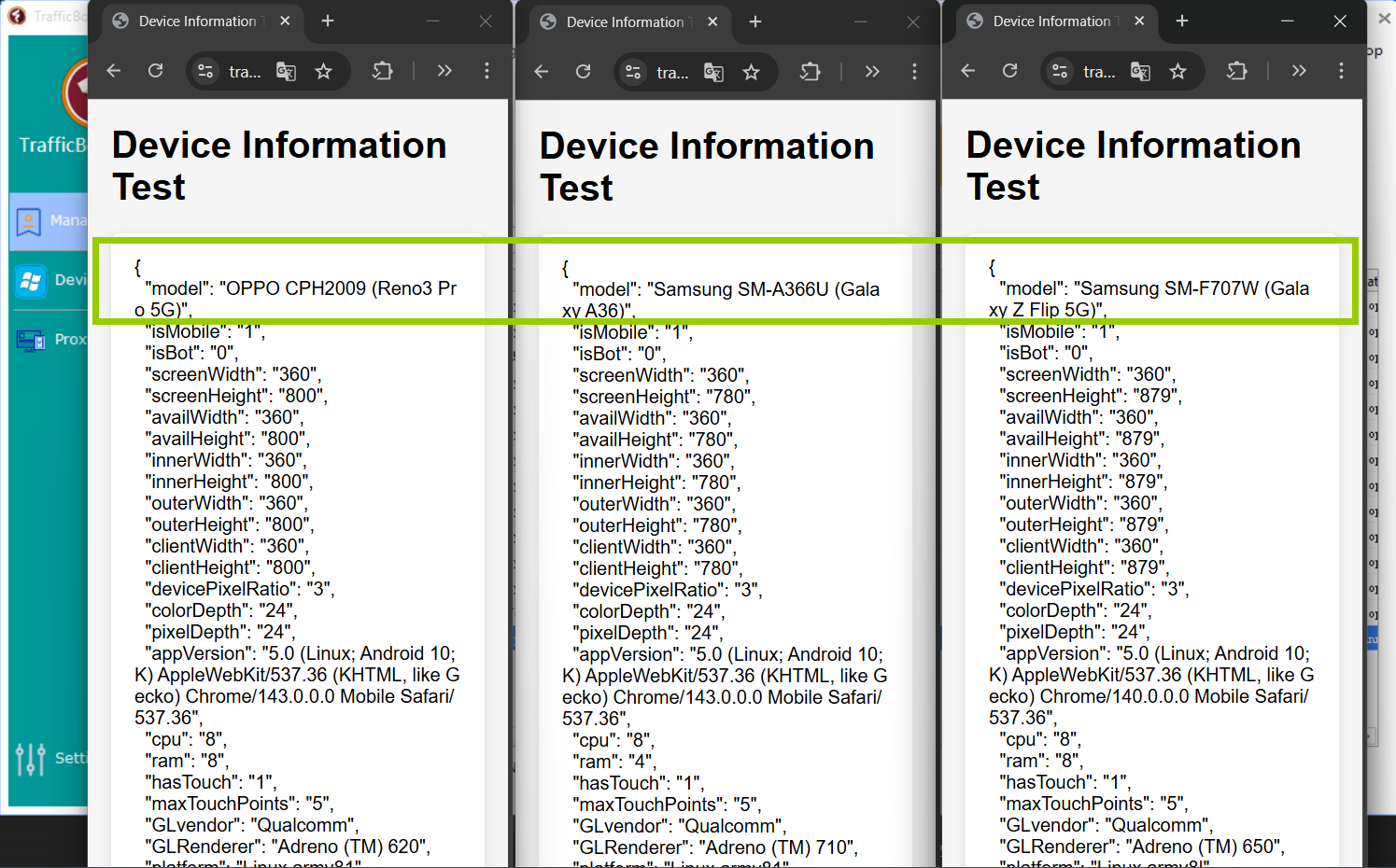 TrafficBotPro anti-fingerprint software screenshot