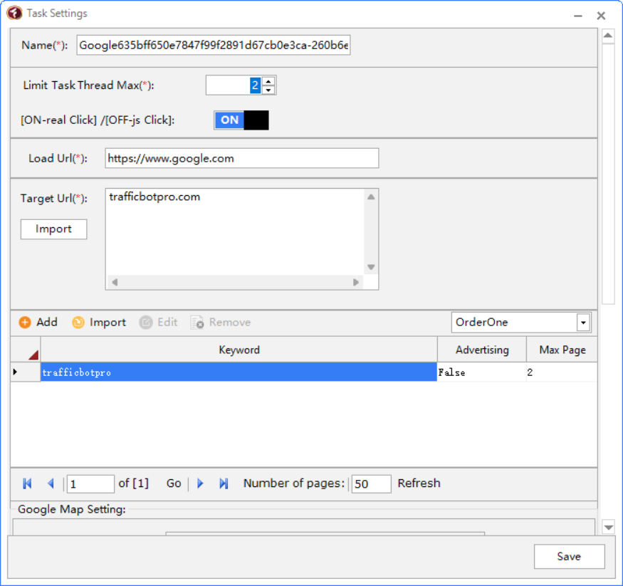 SEO ranking automation in TrafficBotPro